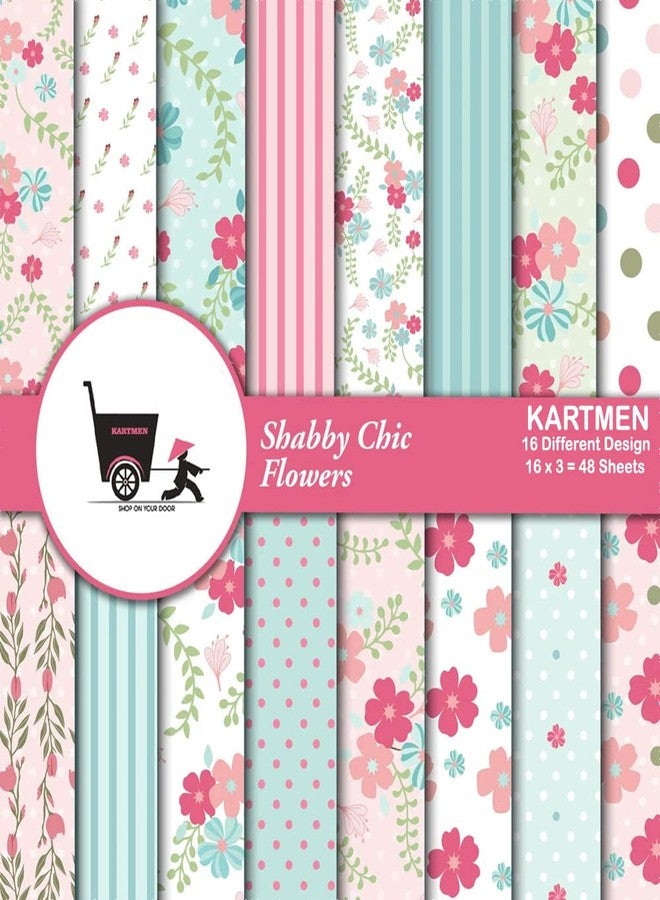 KARTMEN Multiple Pattern Craft Sheets | 48 Assorted Sheet Pack Shabby chic floral, scrapbook paper, Craft Cutters, Printers, Letters, Origami, Decals - Image 1